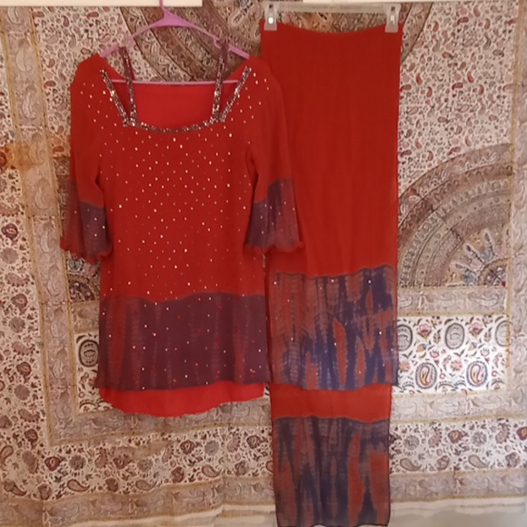 Tops - Rust And Purple Tye Dyed Tunic